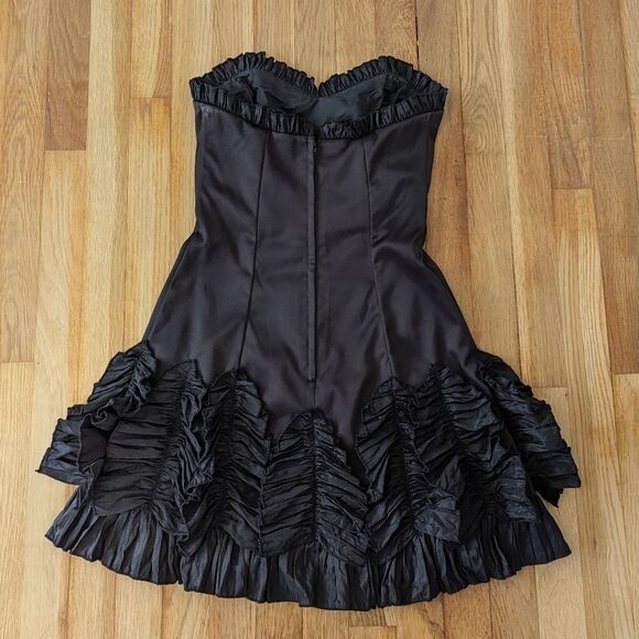 Vintage Niki by Niki Livas Black ruffle trumpet cocktail dress LBD Y2K - Picture 4 of 7